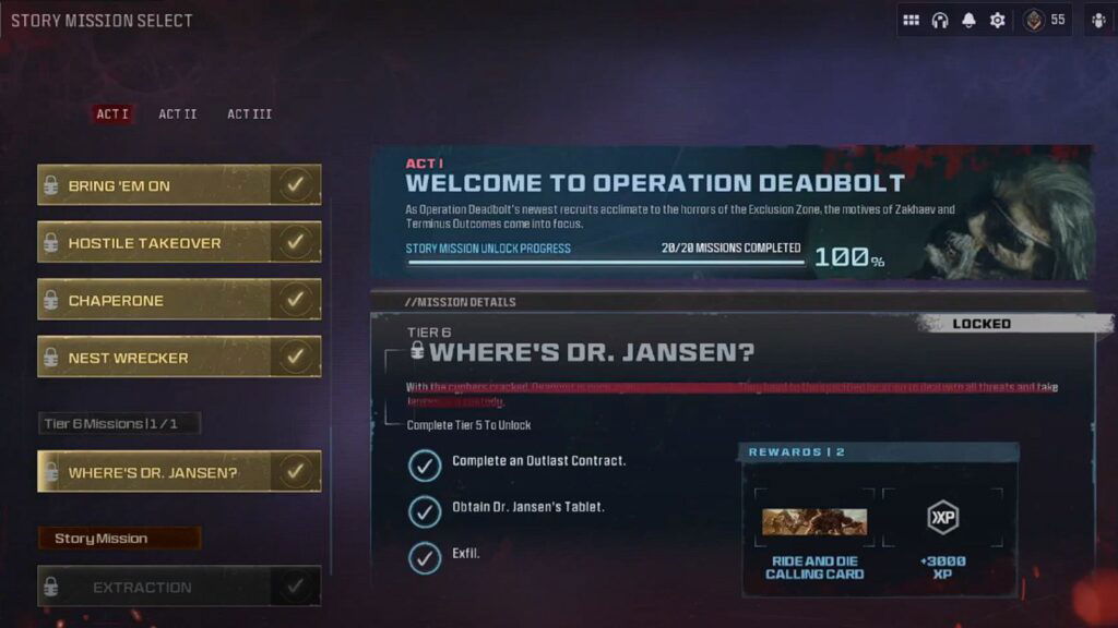 dr jansen tier 6 mission