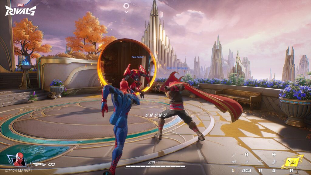 Players take on their opponents in marvel Rivals. 